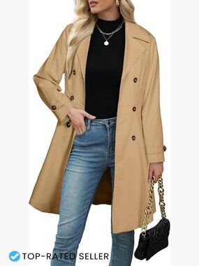 Double Breasted Trench Coat Long Dressy Windbreaker Overcoat Fall Winter